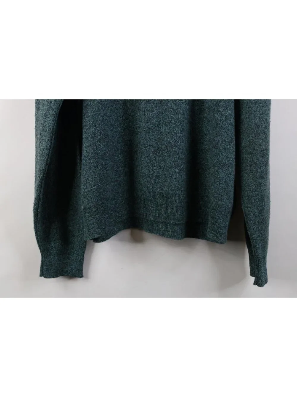 Vintage 70s Streetwear Mens Large Blank Knit V-Neck Sweater Heather Green USA